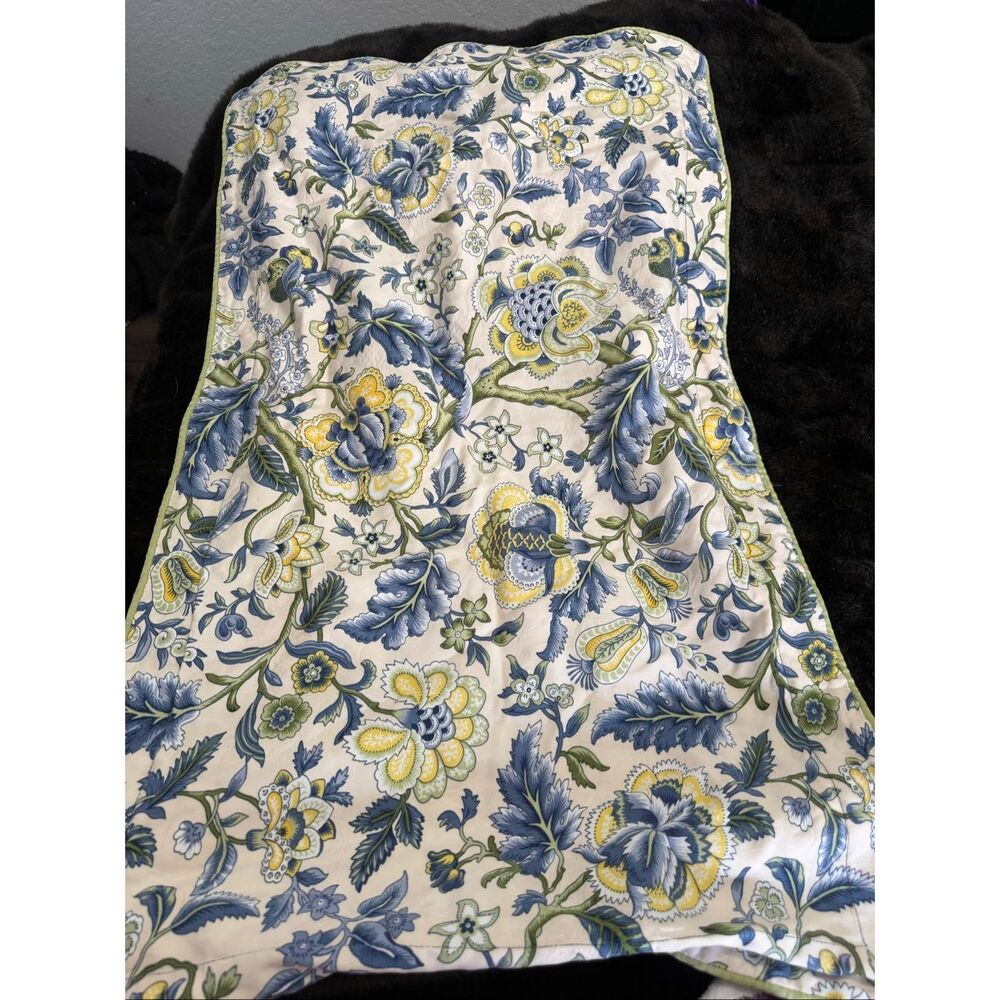 WAVERLY "Imperial Dress" Blue King Sized Pillow Sham w Piping Border floral